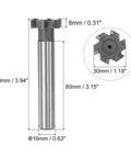 Pro Grade T Slot Milling Cutters With 30mm Cutting Diameter And 8mm Cutting Depth, 16mm Shank, 6 Flutes, Tungsten Carbide Tip End Mills
