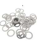 Ultra Thin 304 Stainless Steel Flat Washer Shim Kit M8x12 Built Tough Heavy Duty Durable Rustproof Load Distribution Washers for Precision Fittings Indoor Outdoor Use Corrosion Resistant Shim Washers shown stacked and scattered