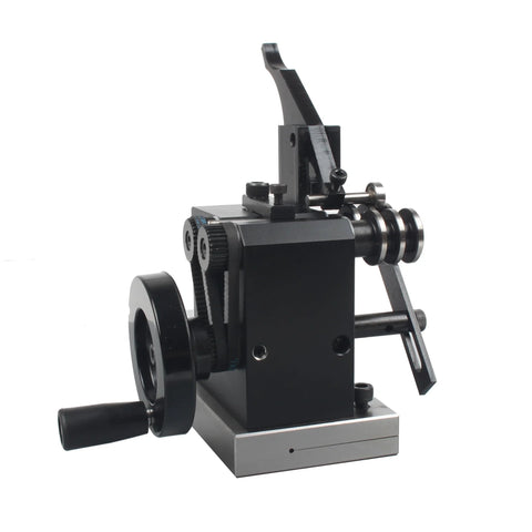 RATTMMOTOR HRV60 mini punch grinder, side view, black metal tool with hand crank and adjustment levers.