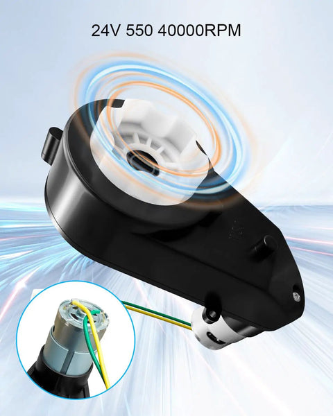 High Speed 24V Kids Ride On Gearbox RS550 40000RPM Motor Upgrade With Quick Change Wire Connectors detail view