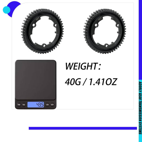 Beefy Hardened Steel Spur Gear Set 50T 1 Mod For RC Upgrades with weight display, fits 1/10 E-Revo, X-Maxx, XO-1