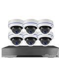 Eight Channel PoE IP Dome Camera System With Built In NVR Delivers 8 MP Ultra HD 4K Clarity, six dome cameras and a network recorder.