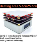 65W Mini Hot Plate SMD Preheater For Soldering Stations compact design, 5.6cm heating area, featured in white with screen.