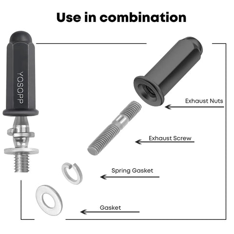 GY6 Exhaust Bolt Kit With Gasket For 50cc To 150cc Scooters ATVs Go Karts Moped Quad Dune Buggy And More Fits GMB139 Engine 50cc 70cc 90cc 110cc 125cc 150cc Taotao Sunl Coolster Jonway Roketa exhaust bolt set with gasket, studs, nuts, and spring gasket
