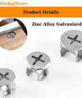 75 Pack Heavy Duty Cam Lock Nuts With Tough As Nails Furniture Connector Hardware Rustproof Zinc Alloy Eccentric Wheel Cabinet Fitting Kit close-up of zinc alloy cam lock nuts on wood panel