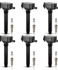 Set of 6 Ignition Coils and Iridium Spark Plugs UF648 Compatible With Chrysler Dodge Jeep Grand Cherokee Wrangler Charger 200 300