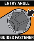 Illustration showing 1/2 Inch Drive 6 Point Standard Impact Socket 28mm Off Corner Loading For Reduced Fastener Rounding With Black Oxide Finish