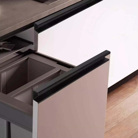 Black Aluminum Cabinet Handles G Type Pulls Concealed Door Knobs Finger Edge Pulls For Kitchen Bathroom Wardrobe Modern Cupboard Drawer Hardware Length 300mm 11.8in Durable Rust Resistant Finish on modern white kitchen drawer