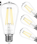 Dimmable LED Edison Bulbs 8W, 60W Equivalent, E26 Filament Vintage Look, 5000K Daylight Bright White, 80 Plus CRI, pack of 4