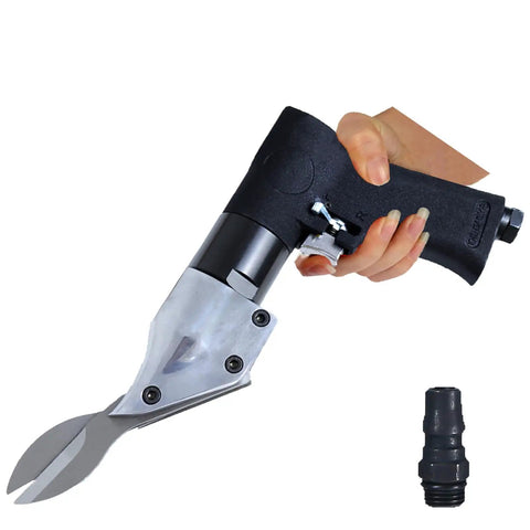 Person holding Heavy Duty Pneumatic Air Shears Metal Cutter For Steel Sheets Aluminum And Stainless Steel Plate 2500 RPM
