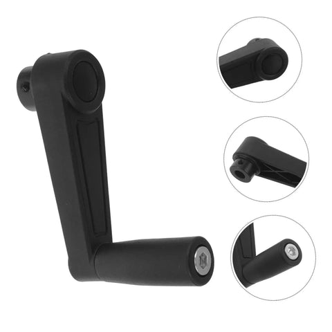 Hohopeti Mm Round Hole Manual Crank Handle Replacement For Lathe Machine shows black plastic design with round hole for secure fit.