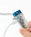 Flat EDC Flashlight USB C Rechargeable Ultra Bright 700 Lumens Tiny But Mighty Keychain Light charging with USB-C.