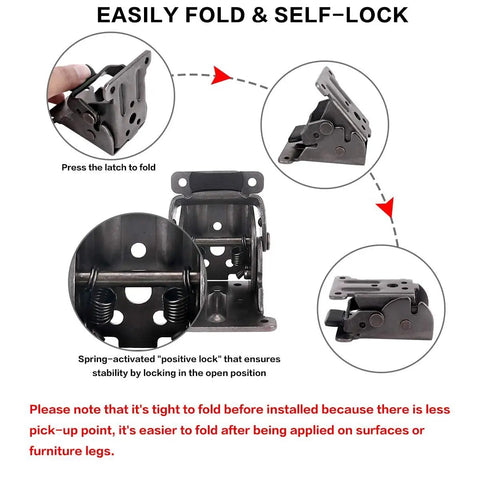 Heavy Duty Self Locking Hinge Set Eight Pack Rustproof Steel Brackets For Folding Tables Rock Solid 90 Degree Pivot Hardware Upgrade Built Tough To Handle Any Daily Grind Or Weekend Setup