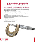 Beefy Outside Micrometer With One Piece Spindle, Satin Chrome Finish, Advanced Sleeve Design, 0-1 Inch Range, Rust Resistant