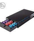 Black Metal Coffee Pod Drawer Organizer For Vertuo Nespresso Holds 30 Pods With Mesh Shelves 3 Columns Of 10 For Quick Access