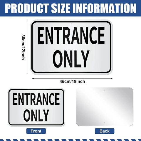 Two Pack Entrance Only And Exit Only Signs Set Made From 80 Mil Aluminum, 18 By 12 Inches, White Reflective Background With Bold Black Letters