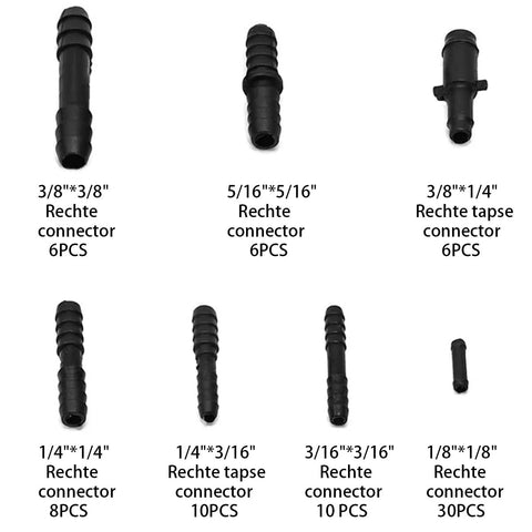 BELOMI 113-piece automotive vacuum hose connector kit; black nylon connectors in 12 sizes for hoses.