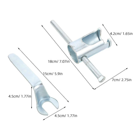 Heavy Duty Pro Fire Sprinkler Head Removal Wrench Two Piece Kit Steel Installation Tool For Concealed And Standard Commercial Jobs, showing sizes and dimensions.