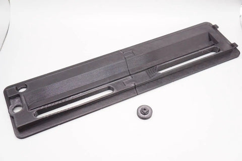 Black Zero Clearance Throat Plate Insert for Evolution Rage 5S R255PTS Table Saw with easy drop-in install and captive screw.