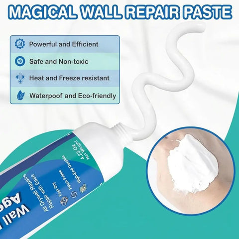 Two 4.23 Oz Fast Dry Putty Tubes Drywall Repair Kit with visible paste, highlighting waterproof and non-toxic features