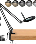 15X Magnifying Desk Lamp With Clamp Real Glass Lens 84 LED Illumination 5 Color Modes Dimmable mounted on desk