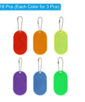 Six multicolor pendants in 18 Pack Reflective Safety Pendants For Backpacks Keychains And Gear Multicolor Reflectors For Night Cycling Running Walking And Wheelchairs See And Be Seen Ready To Boost Visibility And Safety