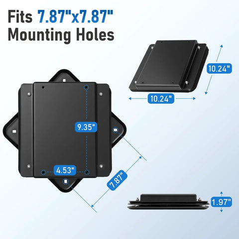 Heavy Duty 360 Degree Turntable Base For Ceiling TV Mounts Smooth As Butter Swivel Upgrade Kit Mounting dimensions and holes.