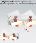 Slick Double Head Led Recessed Downlights For Ceiling Adjustable Angle Anti Glare Lens 14W Cool White Indoor Home Fixtures showing 60° adjustable angle.