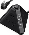 Three Side Power Strip Tower With Nine Outlets And Four USB Ports Thirteen In One Surge Protector Six And A Half Foot Extension Cord