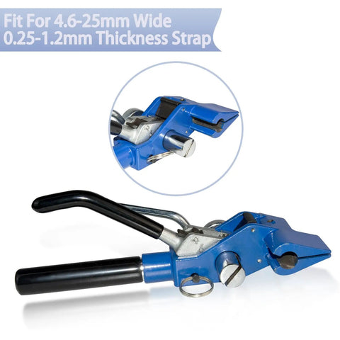 Rock Solid Stainless Steel Strapping Tensioner With Quick Cable Tie Cutter Heavy Duty Banding Tool featuring handles for 4.6-25mm straps.