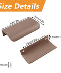 Size details of Finger Edge Pulls Self-Adhesive 8 Pack Concealed Cabinet Drawer Handles Modern Curved Aluminum Alloy 80mm Brown