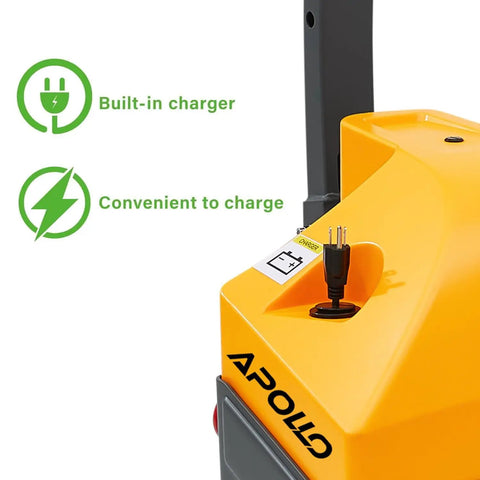 3300 Lb Electric Pallet Jack With 48 X 27 Forks For Smooth Warehouse Moves showing built-in charger and easy charging port.