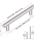 Brushed Nickel Finish Cabinet Handles And Drawer Pulls Stainless Steel Hollow Tubes 6 Inch Length 96mm Center To Center with screws.