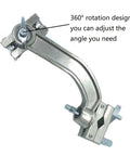 Dual Drum Tilting Clamp With Electronic Module Mounting Plate for 360° rotation in metal, silver finish.