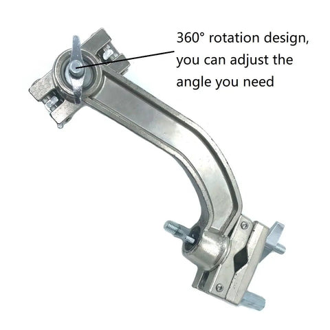 Dual Drum Tilting Clamp With Electronic Module Mounting Plate for 360° rotation in metal, silver finish.