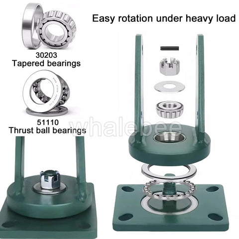 Built Different Heavy Duty Rubber Caster Wheels Set Of 4 With Locking Brakes showing tapered and thrust ball bearings for smooth rotation.