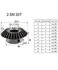 Zero Fuss Heavy Duty Steel Motor Pinion Gear With 2 Point 5 Module Bevel Shape Featuring A Precise Keyway For Bulletproof Transmission In Every Gearbox Job You Take, dimensions 52.5mm, bore 12-25mm.