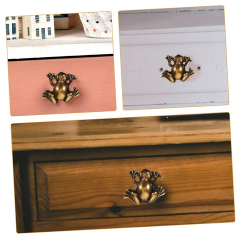 4 Pack Retro Frog Shape Pull Handles For Cabinets And Drawers, Dope Vintage Zinc Alloy Animal Knob Hardware on dresser