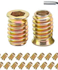Twenty Pack M4x10mm Threaded Inserts For Wood, Tough As Nails Carbon Steel Screw In Furniture Nuts With Hex Wrench For Cabinet DIY Fixes And Gritty Rust Proof Assembly with hex wrench and zinc plated hardware