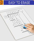 Two Pack Dry Erase Math Boards For Multiplication And Division With Charts, being erased, 9 by 12 inches, classroom and home use