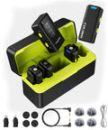 4 Transmitter Wireless Lavalier Microphone System With Charging Case For iPhone iPad Android And Cameras 48kHz 24Bit