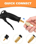 Brass One Quarter Inch NPT Air Coupler Quick Connect Fitting for Hose and Compressor Accessories shown in hand
