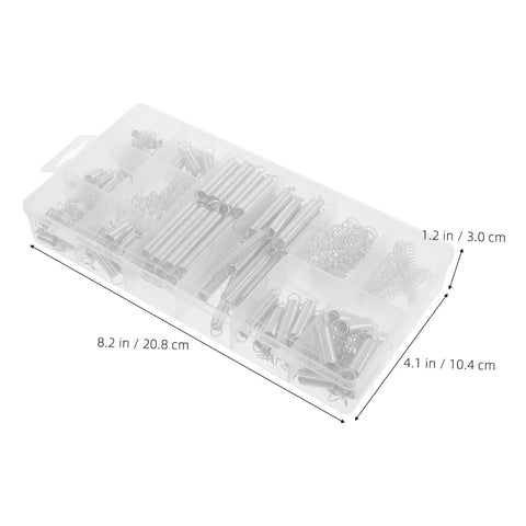 Heavy Duty Compression And Extension Spring Assortment Kit With 200 Pieces For DIY Projects Home Repairs Crafting Versatile Applications Plus Throttle Return Springs clear plastic case 8.2 x 4.1 x 1.2 in