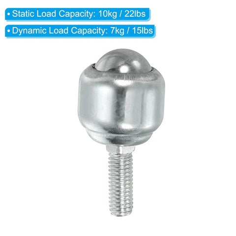 Heavy Duty Roller Ball Transfer Bearing One Half Inch, Eight Pack Stud Mounted For Conveyor Rollers, Carbon Steel Caster Unit