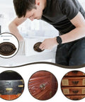 Man installing 4 Pack Antique Oval Bail Drawer Pulls 3.3 Inch Bronze Wheat Pattern Farmhouse Vibe Vintage Cabinet Handles With Screws
