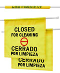 Two Pack Restroom Closed For Cleaning Signs English And Spanish Adjustable 30 To 53 Inch Yellow Hanging Doorway Safety Signs For Janitors Bathrooms Restaurants Hotels And Offices