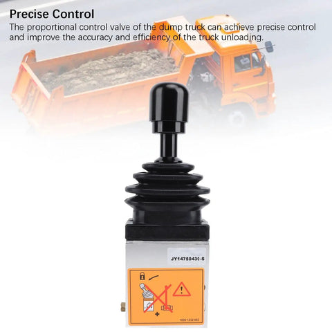 Proportional Dump Truck Valve With Three Holes And Two Working Positions, PTO Switch in front of an orange dump truck