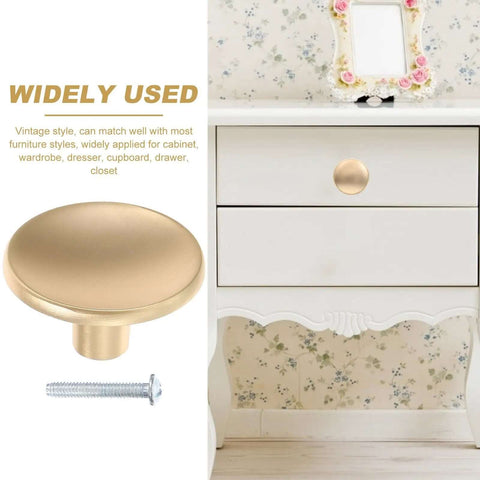 Gold Zinc Alloy Cabinet Pull Handle, Single Hole Door Pull For Wardrobe And Drawer displayed on white furniture