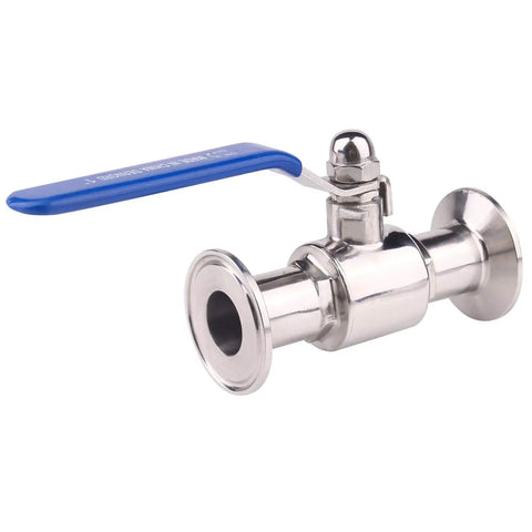 1.5 Inch Tri Clamp Ball Valve Stainless Steel 304 PTFE Lined with blue handle