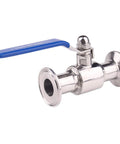 Tri-Clamp Ball Valve Stainless Steel 304 PTFE Lined, 1.5 Inch Connection, 0.5 Inch Tube OD, side view